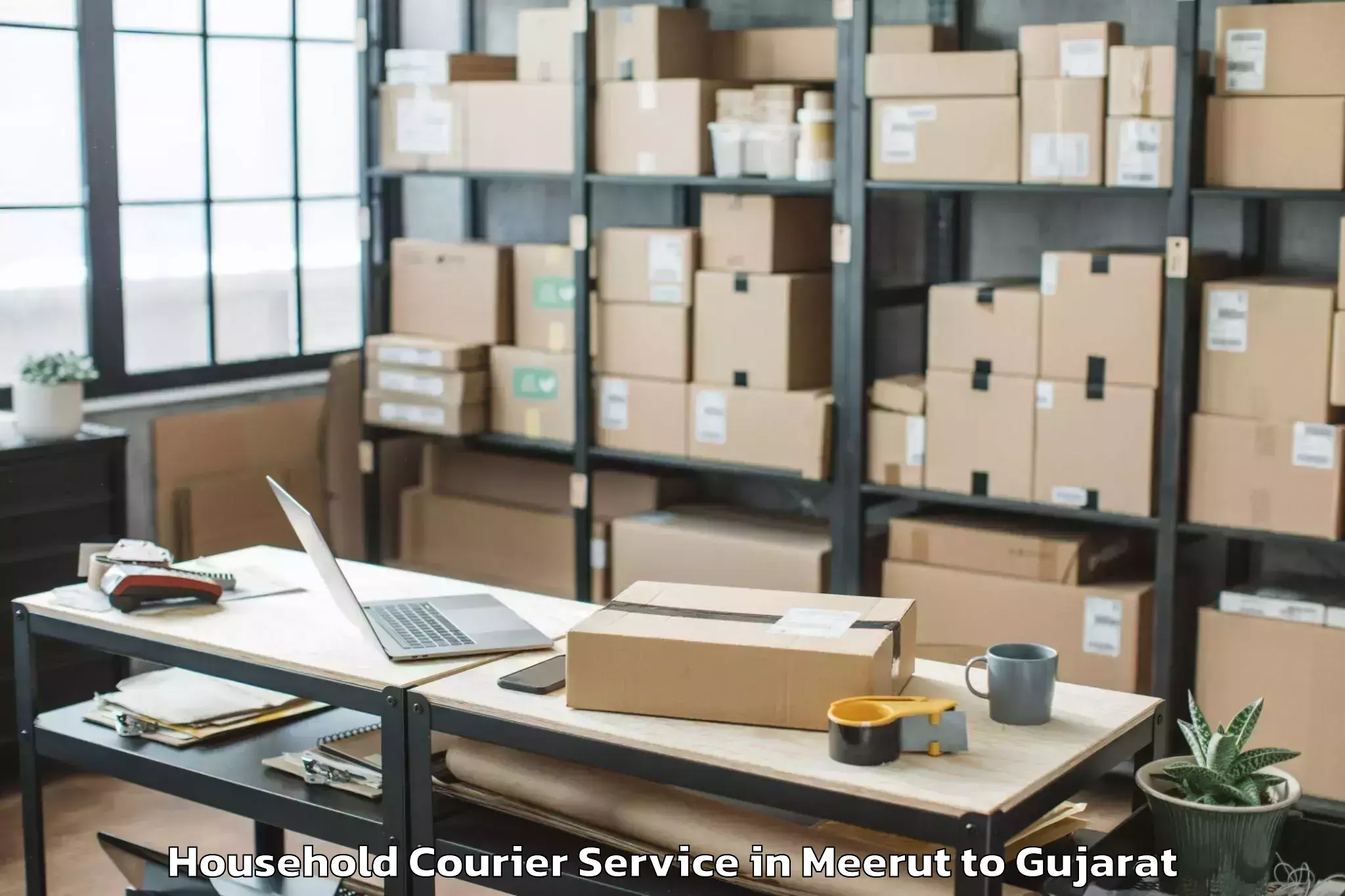 Get Meerut to Halvad Household Courier